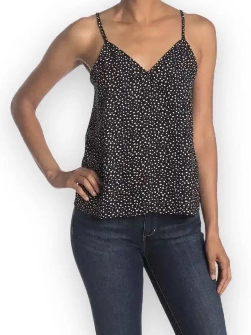 ABOUND Women’s Black Polka Dot V-Neck Camisole Spaghetti Strap Size Large - Picture 1 of 7